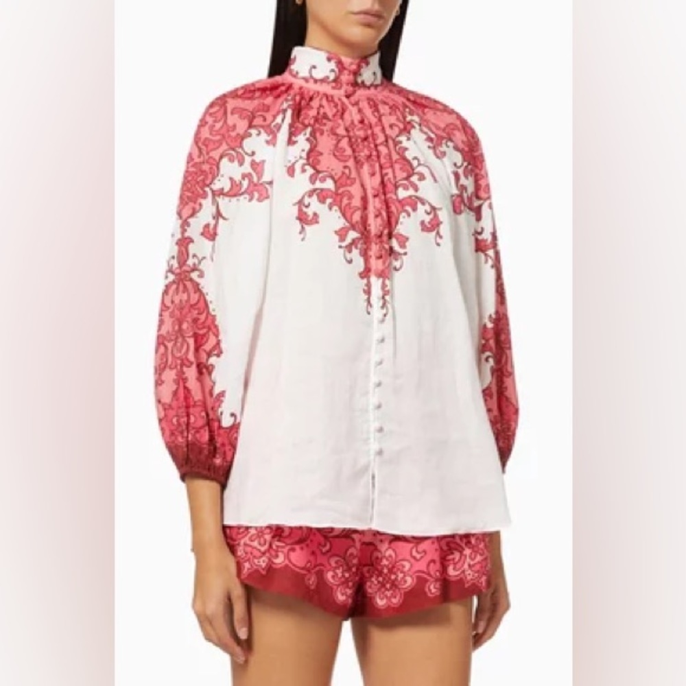 ZIMMERMANN Nina Billow Blouse in Watermelon Print Zimmermann Size 0 - Picture 6 of 10